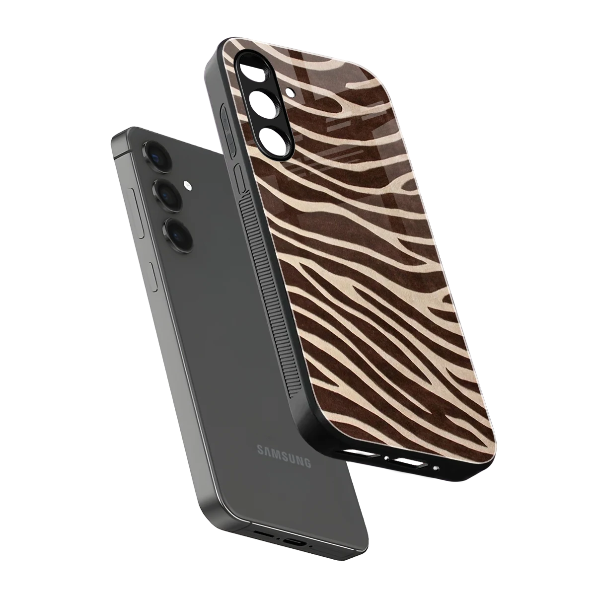Mocha Swirls sleek samsung galaxy a55 5g cover with tempered glass back and TPU edges