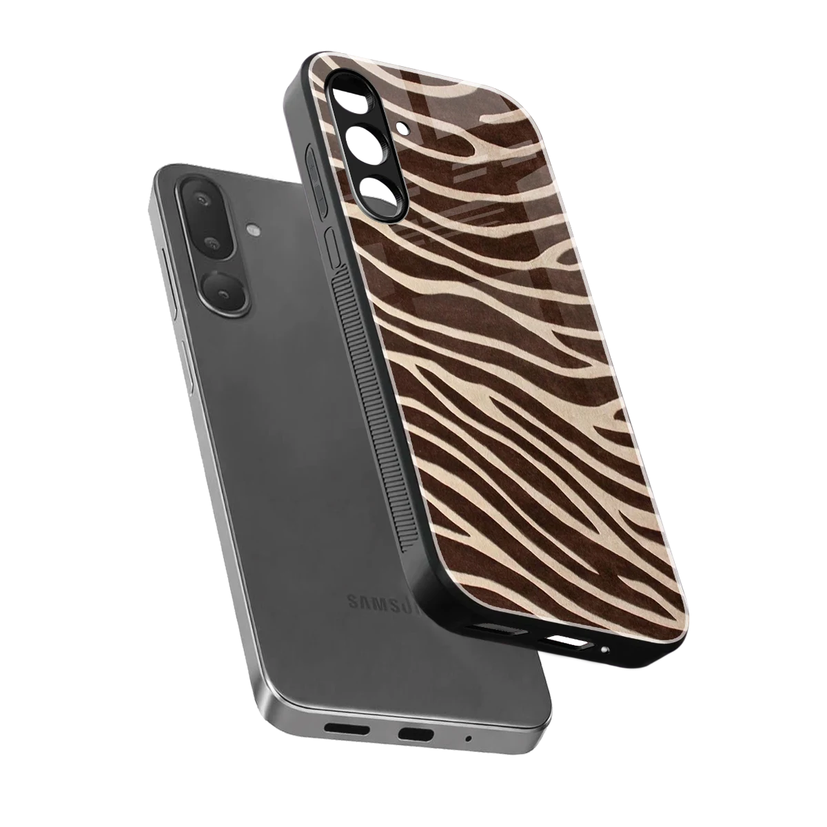 Mocha Swirls sleek samsung galaxy m36 5g cover with tempered glass back and TPU edges