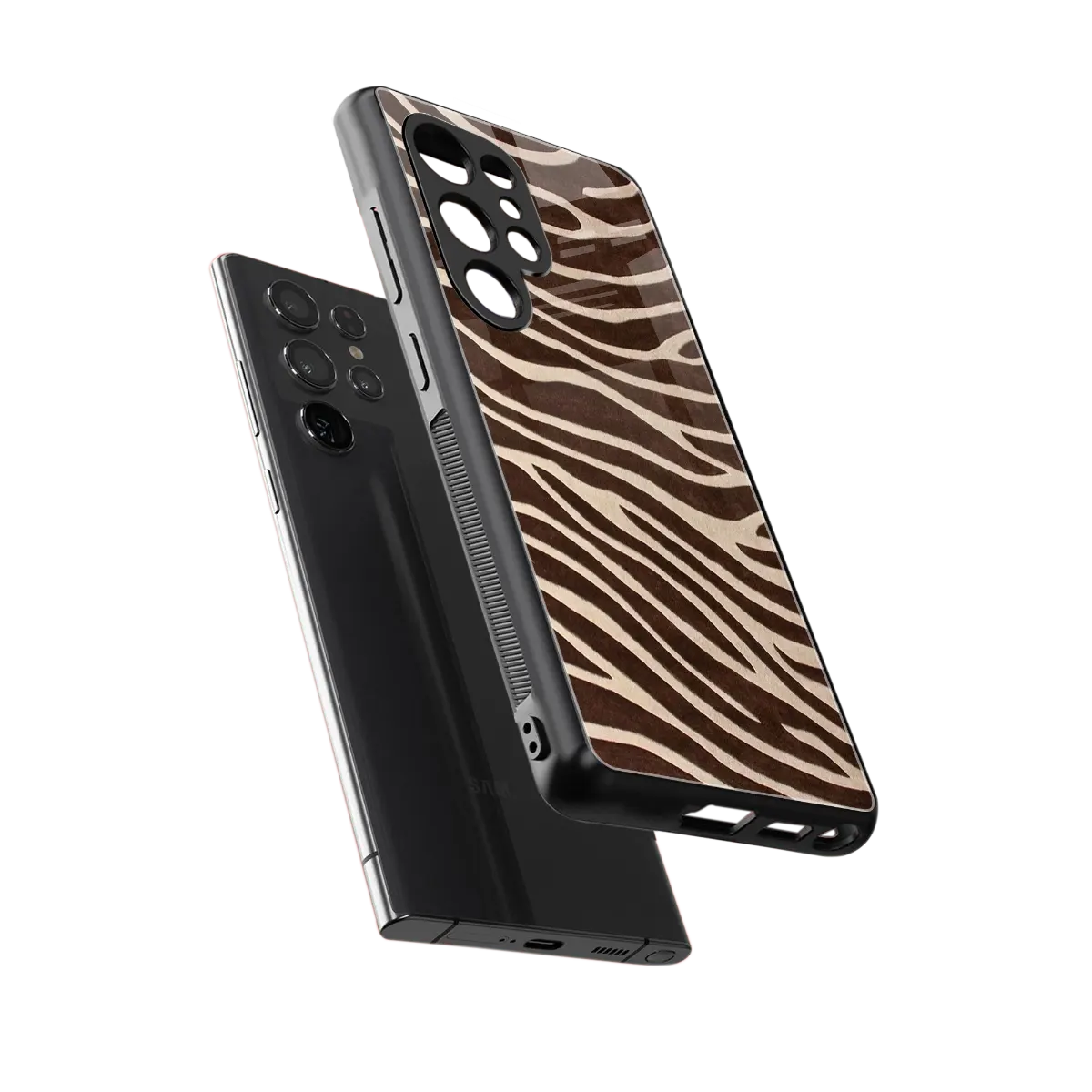 Mocha Swirls sleek samsung galaxy s25 ultra cover with tempered glass back and TPU edges