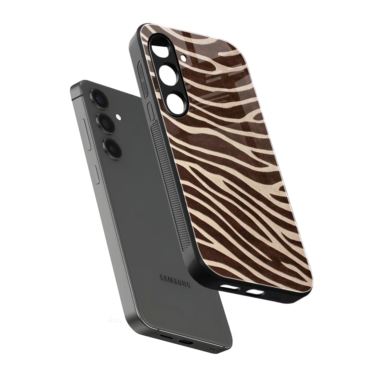 Mocha Swirls sleek samsung galaxy s24 cover with tempered glass back and TPU edges