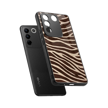 Mocha Swirls sleek vivo v27 5g cover with tempered glass back and TPU edges