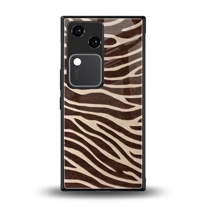 Mocha Swirls back phone cover | glass case for vivo v30
