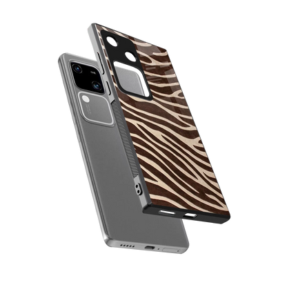 Mocha Swirls sleek vivo v30 cover with tempered glass back and TPU edges