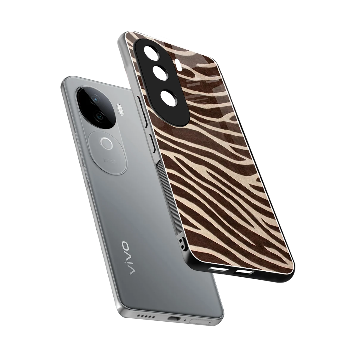 Mocha Swirls sleek vivo v40e cover with tempered glass back and TPU edges