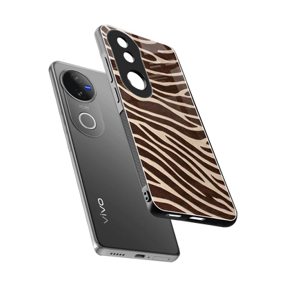 Mocha Swirls sleek vivo v50 cover with tempered glass back and TPU edges
