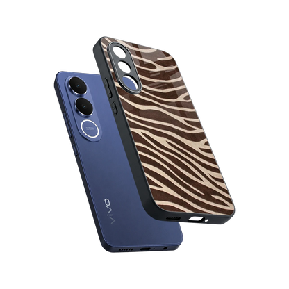 Mocha Swirls sleek vivo v70 fe cover with tempered glass back and TPU edges
