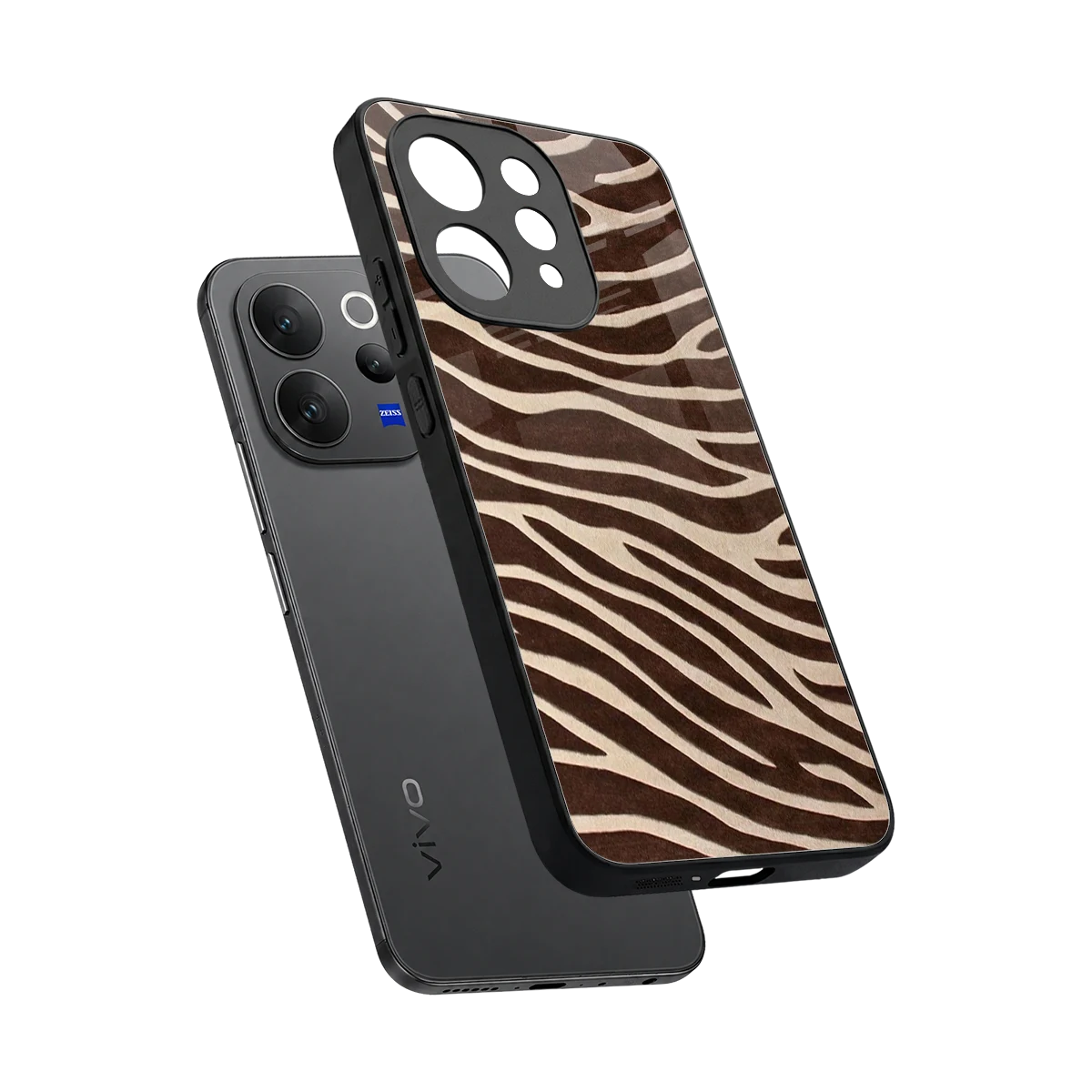 Mocha Swirls sleek vivo v70 elite cover with tempered glass back and TPU edges