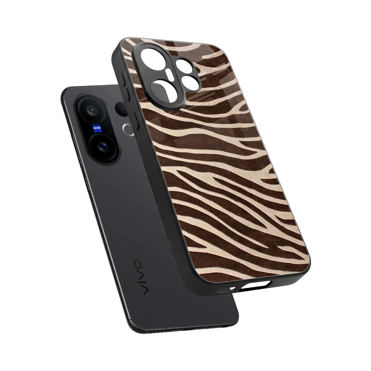 Mocha Swirls sleek vivo x200 fe cover with tempered glass back and TPU edges