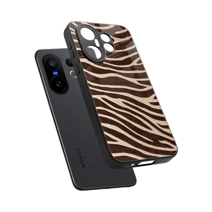 Mocha Swirls sleek vivo x200 fe cover with tempered glass back and TPU edges