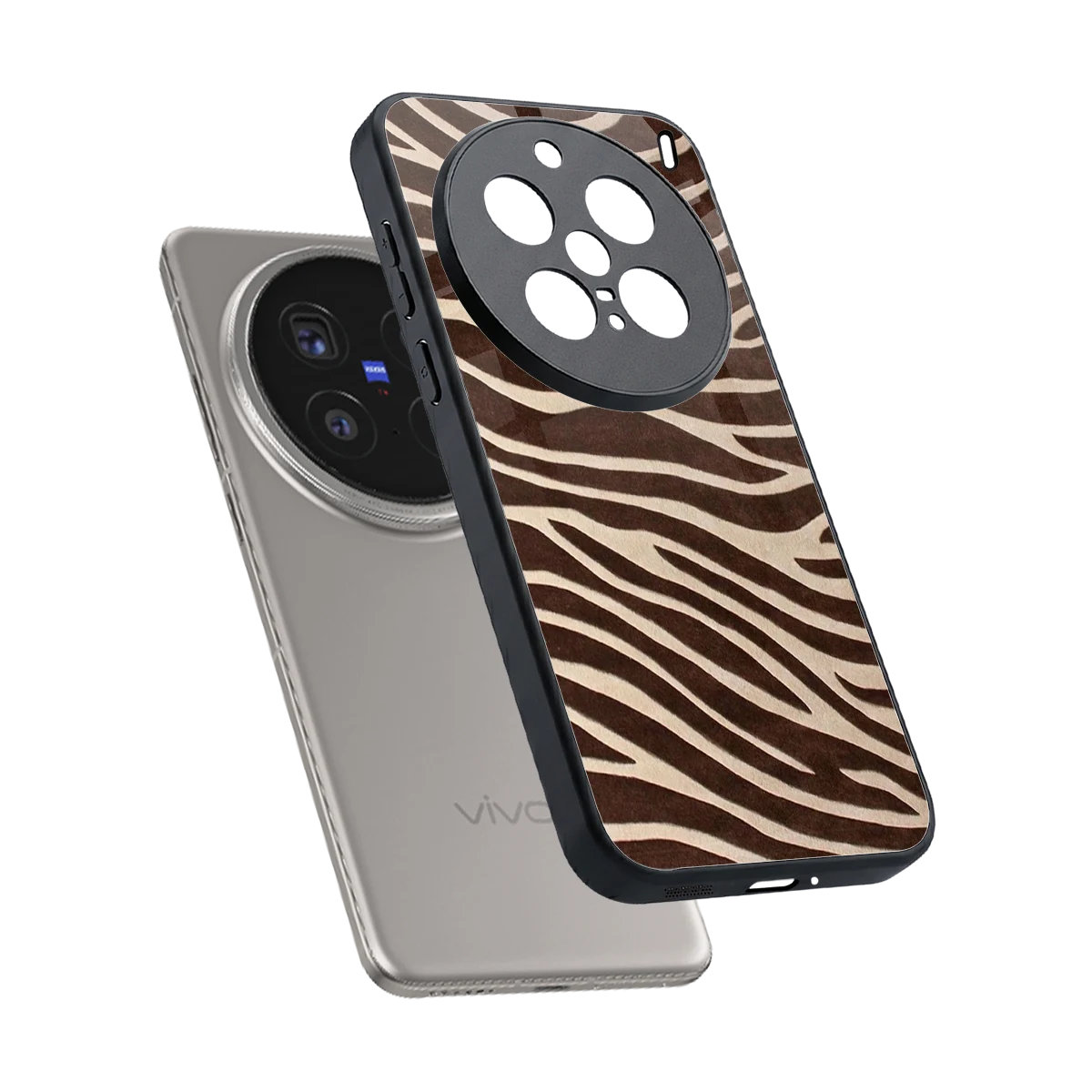 Mocha Swirls sleek vivo x200 pro cover with tempered glass back and TPU edges