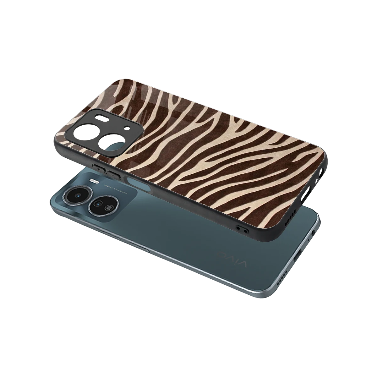 Mocha Swirls sleek vivo y16 cover with tempered glass back and TPU edges