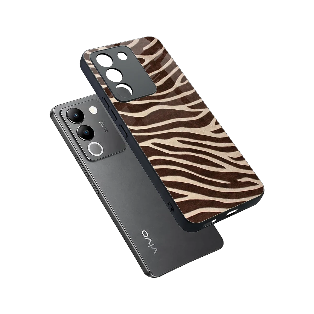 Mocha Swirls sleek vivo y200 5g cover with tempered glass back and TPU edges