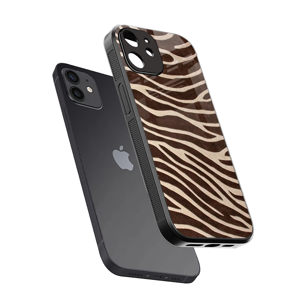 Mocha Swirls sleek iphone 12 cover with tempered glass back and TPU edges