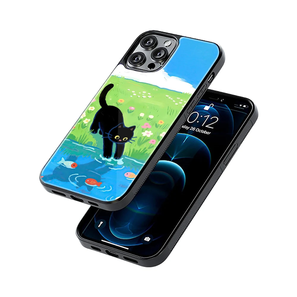 Protective Glass Back Phone Case Compatible with iPhone, Samsung, OnePlus, Pixel & More