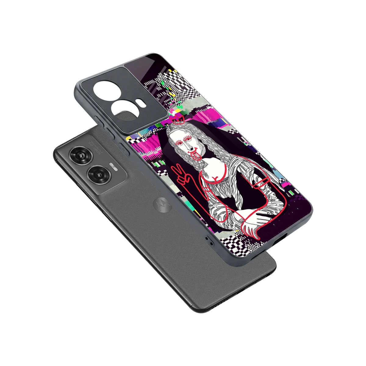 Mona Remix sleek motorola edge 50 fusion cover with tempered glass back and TPU edges