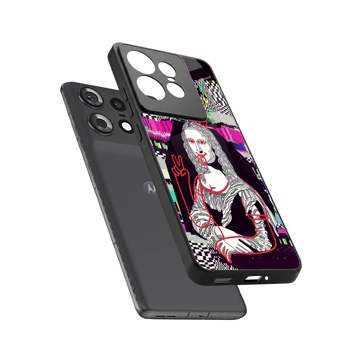 Mona Remix sleek motorola edge 50 pro cover with tempered glass back and TPU edges