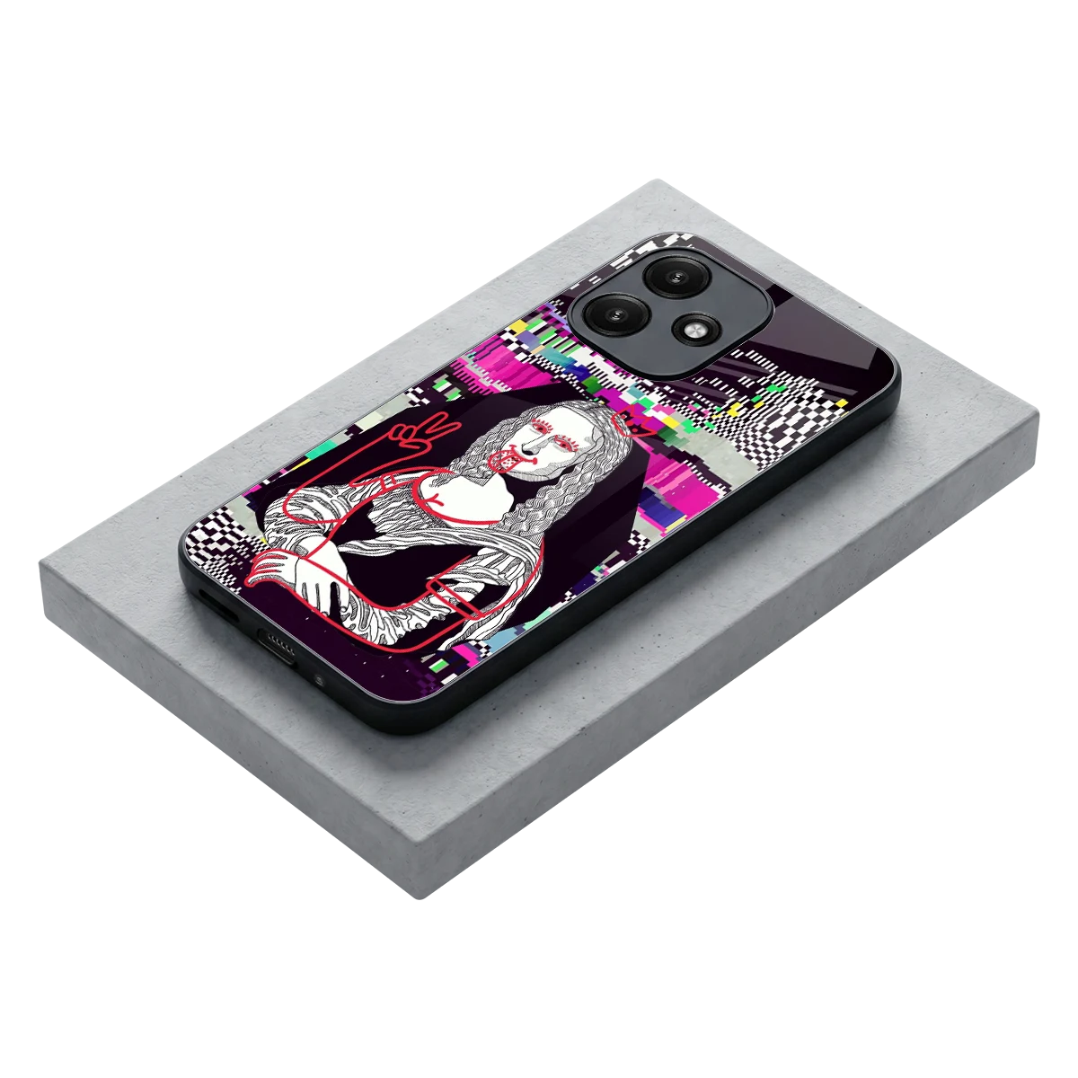 Mona Remix stylish phone case for redmi 12 5g | glossy glass and slim fit