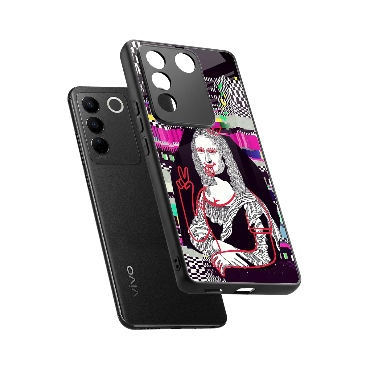 Mona Remix sleek vivo v27 5g cover with tempered glass back and TPU edges
