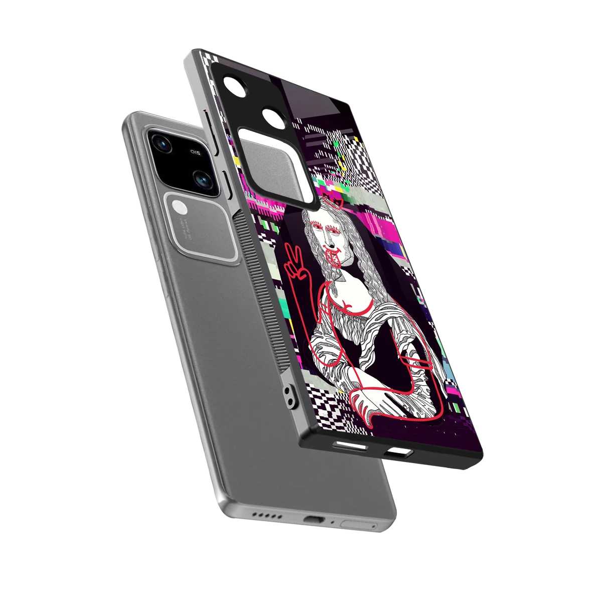 Mona Remix sleek vivo v30 cover with tempered glass back and TPU edges