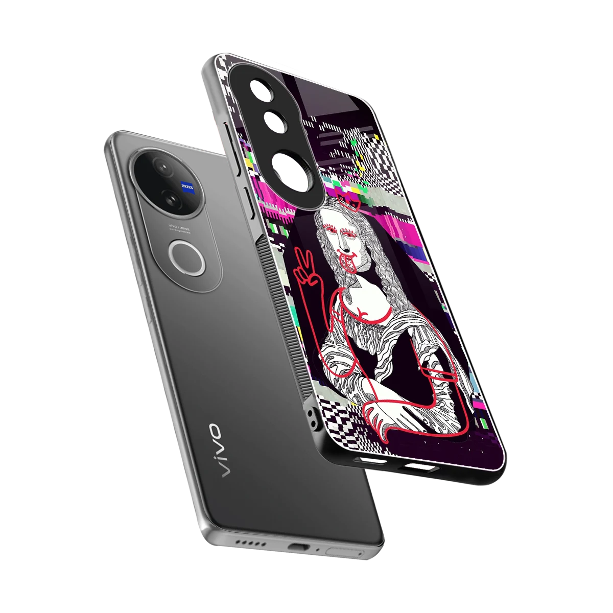 Mona Remix sleek vivo v50 cover with tempered glass back and TPU edges