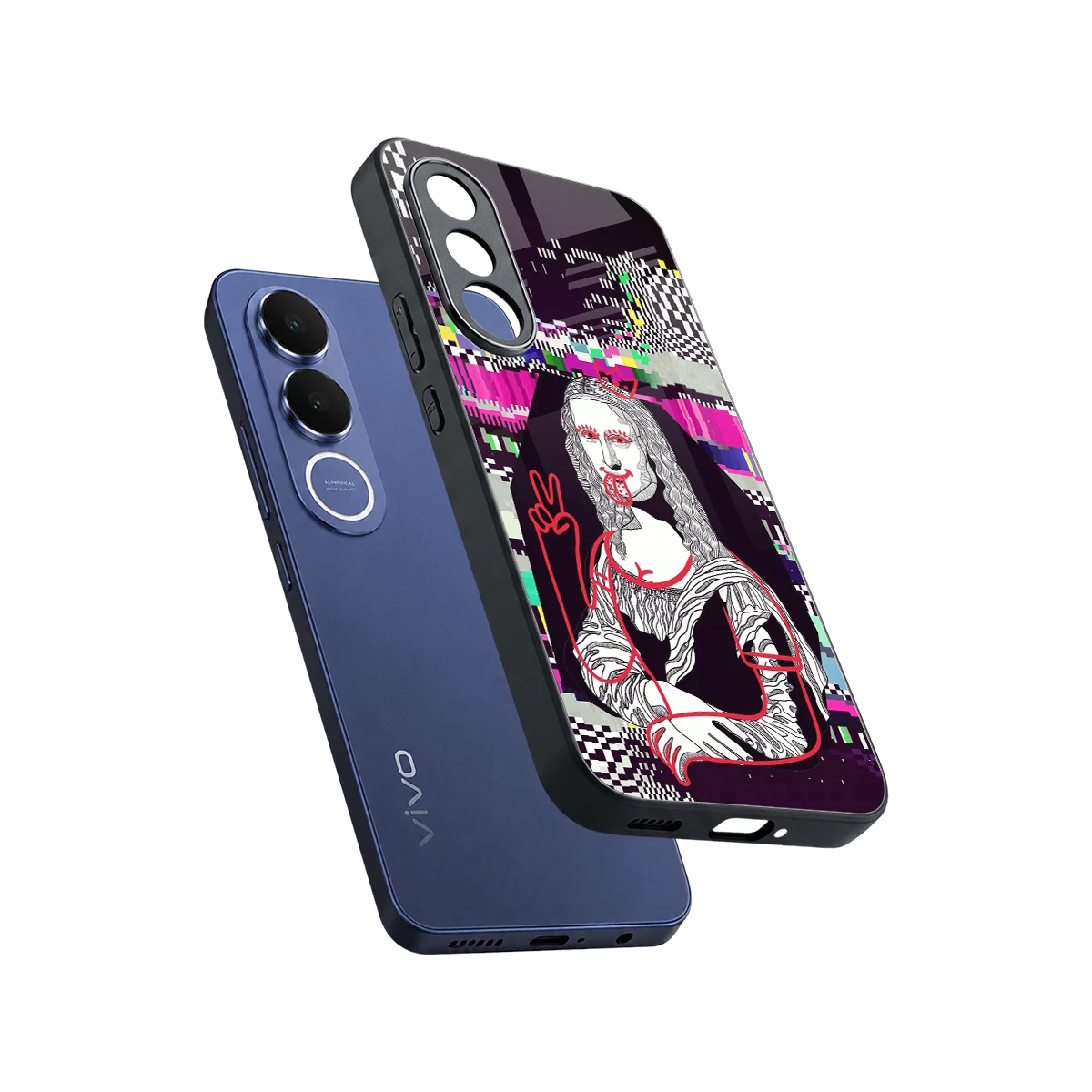 Mona Remix sleek vivo v70 fe cover with tempered glass back and TPU edges