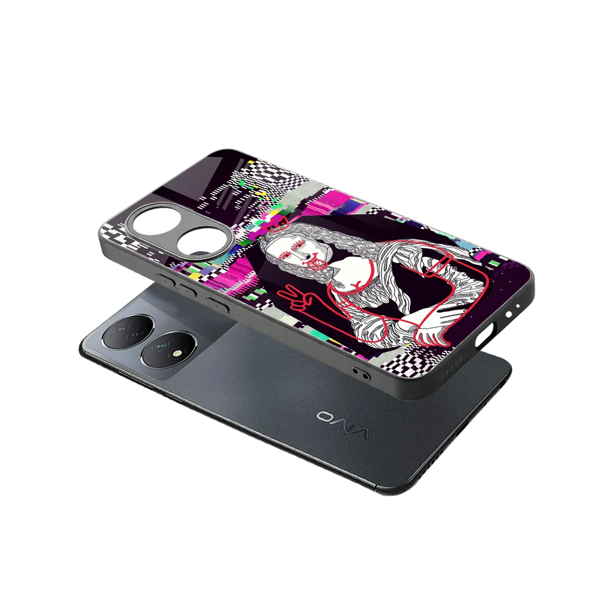 Mona Remix sleek Vivo-y100 cover with tempered glass back and TPU edges