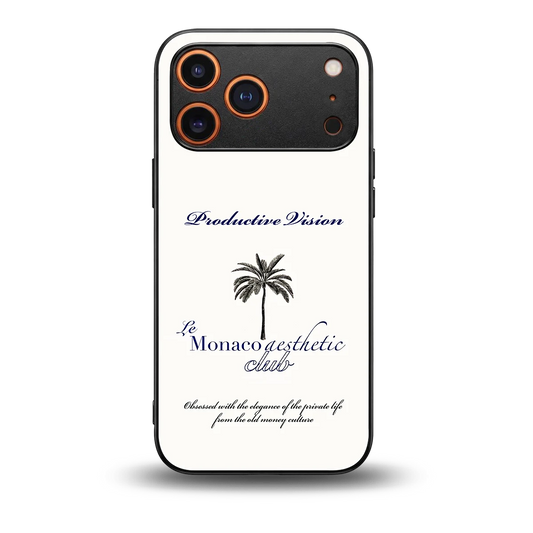 Monaco Aesthetic back phone cover | glass case for iphone 17 pro max