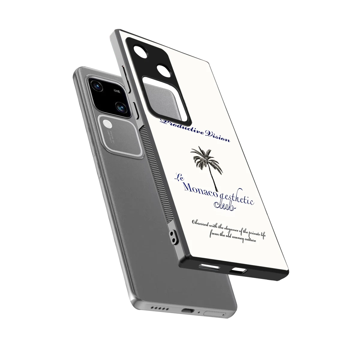Monaco Aesthetic sleek vivo v30 cover with tempered glass back and TPU edges