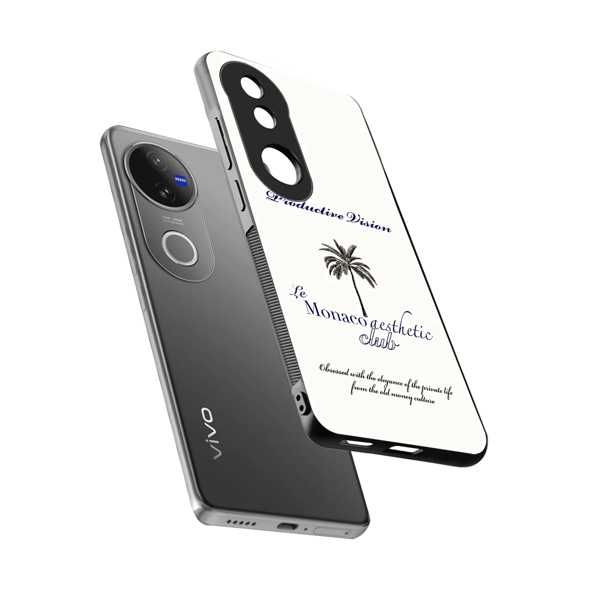 Monaco Aesthetic sleek vivo v50 cover with tempered glass back and TPU edges