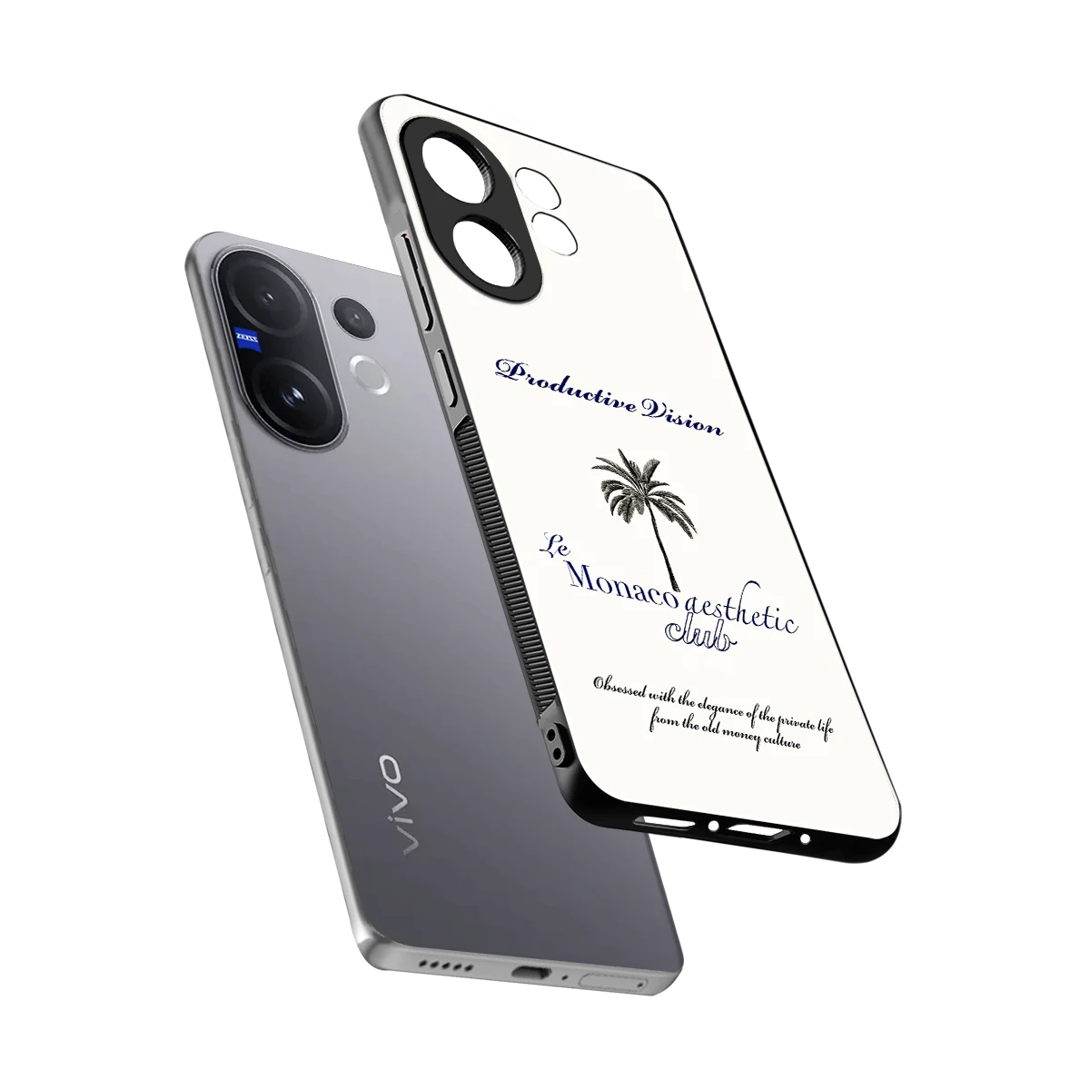 Monaco Aesthetic sleek vivo v60 cover with tempered glass back and TPU edges