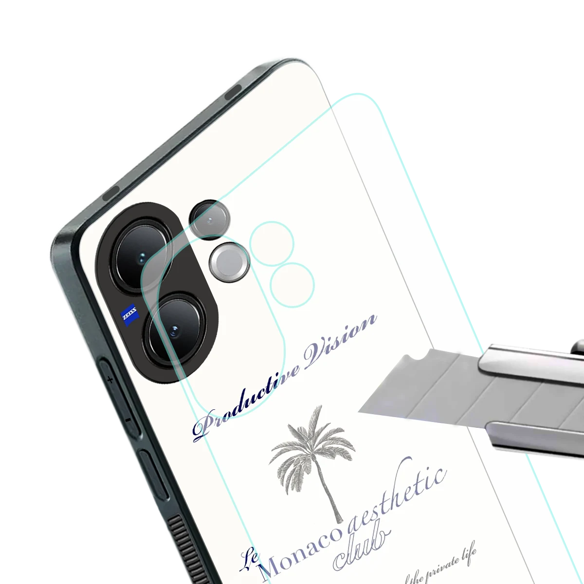 Monaco Aesthetic stylish phone case for vivo v60 | glossy glass and slim fit
