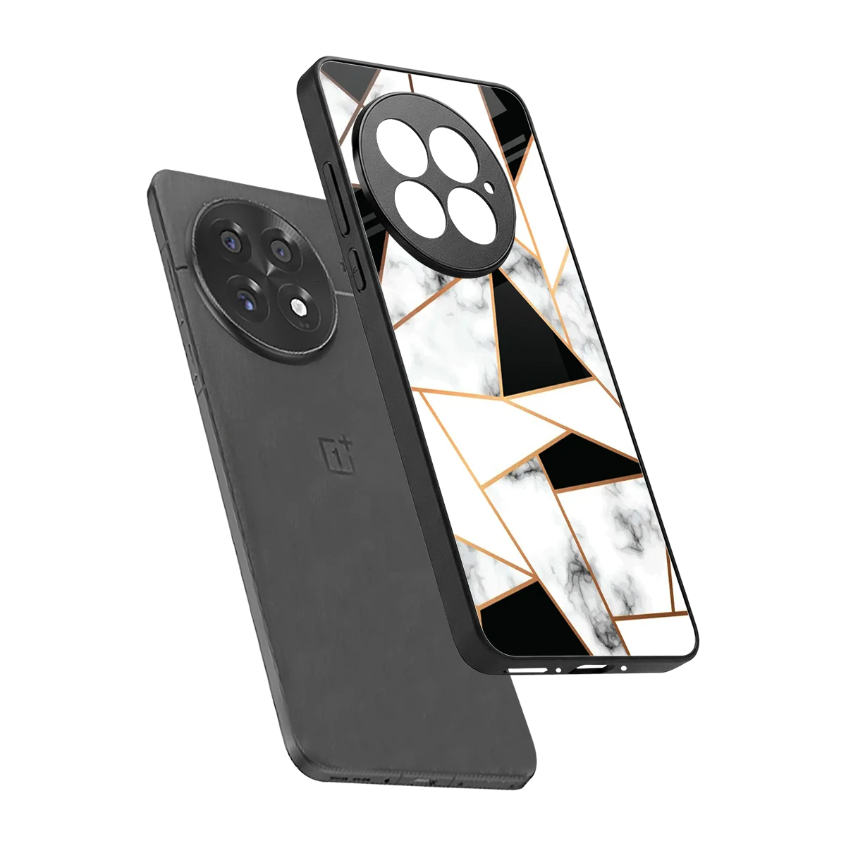 Monochrome Mosaic sleek oneplus 13 cover with tempered glass back and TPU edges