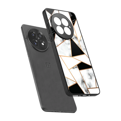 Monochrome Mosaic sleek oneplus 13 cover with tempered glass back and TPU edges