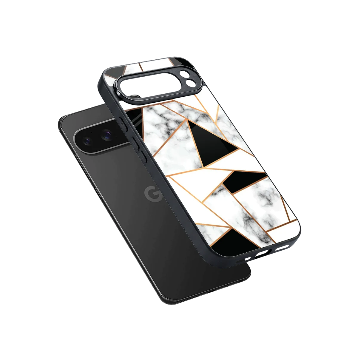 Monochrome Mosaic sleek google pixel 10 pro xl cover with tempered glass back and TPU edges