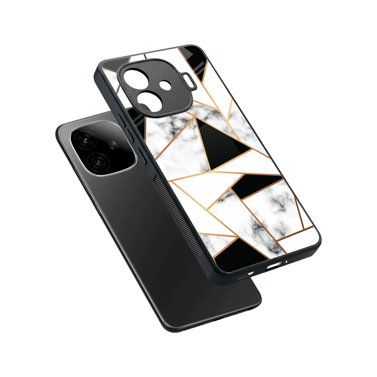 Monochrome Mosaic sleek iqoo neo 10r 5g cover with tempered glass back and TPU edges