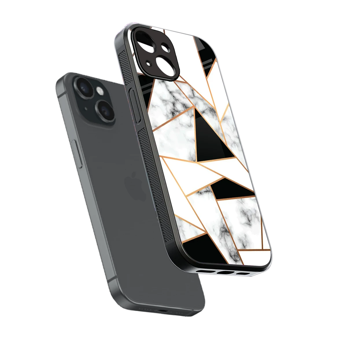 Monochrome Mosaic sleek iphone 13 mini cover with tempered glass back and TPU edges