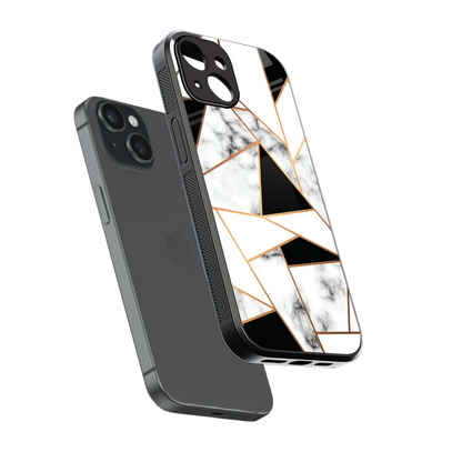Monochrome Mosaic sleek iphone 13 cover with tempered glass back and TPU edges