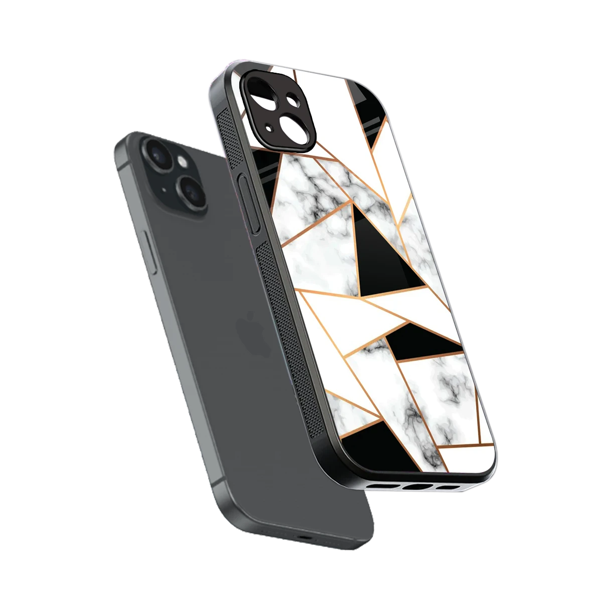Monochrome Mosaic sleek iphone 14 plus cover with tempered glass back and TPU edges