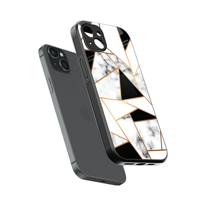 Monochrome Mosaic sleek iphone 14 plus cover with tempered glass back and TPU edges