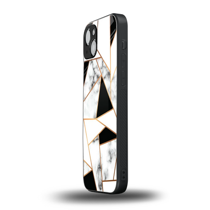 Monochrome Mosaic iphone 14 plus mobile cover | shockproof glass phone case