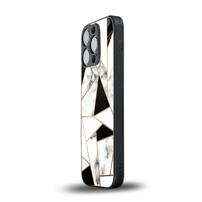 Monochrome Mosaic iphone 15 pro mobile cover | shockproof glass phone case