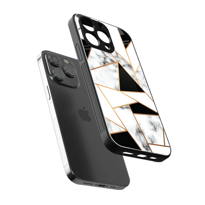 Monochrome Mosaic sleek iphone 15 pro cover with tempered glass back and TPU edges