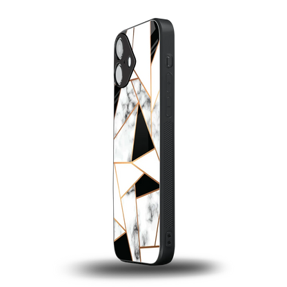 Monochrome Mosaic iphone 16 plus mobile cover | shockproof glass phone case