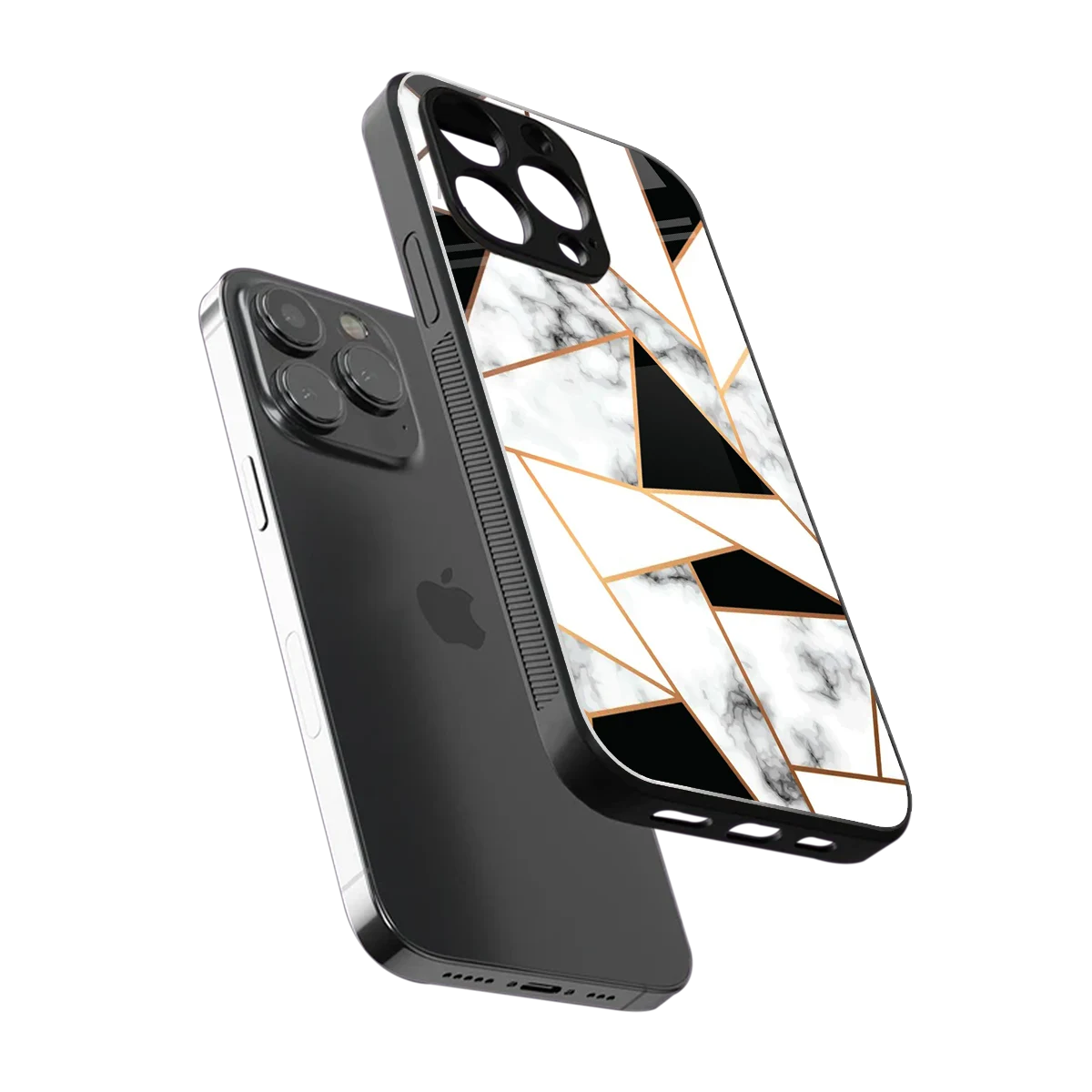 Monochrome Mosaic sleek iphone 16 pro max cover with tempered glass back and TPU edges