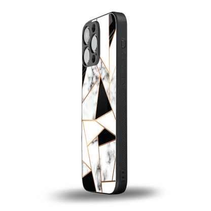 Monochrome Mosaic iphone 16 pro max mobile cover | shockproof glass phone case