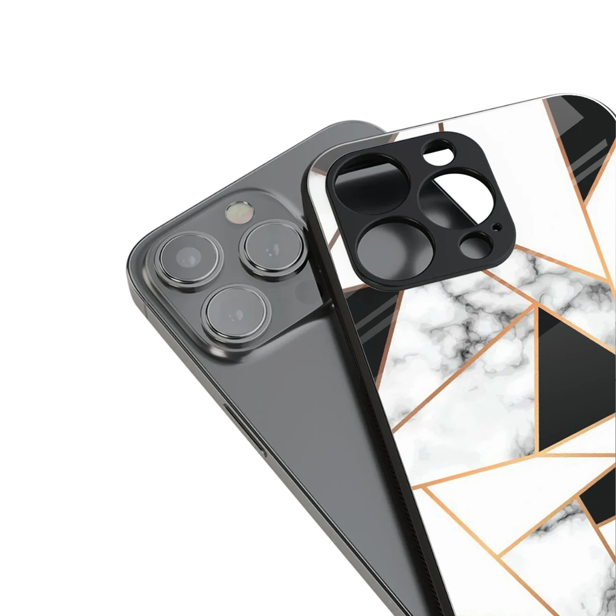 Monochrome Mosaic stylish phone case for iPhone 16 | glossy glass and slim fit