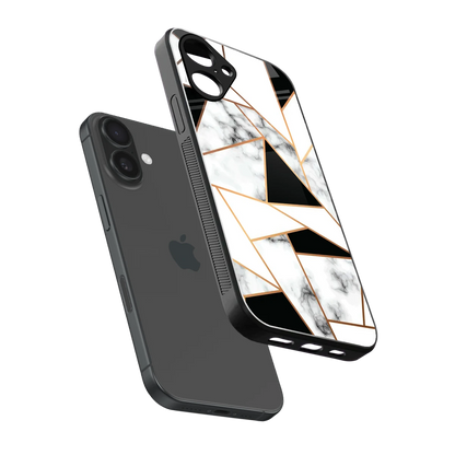 Monochrome Mosaic sleek iPhone 16 cover with tempered glass back and TPU edges