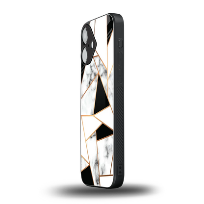 Monochrome Mosaic iPhone 16 mobile cover | shockproof glass phone case