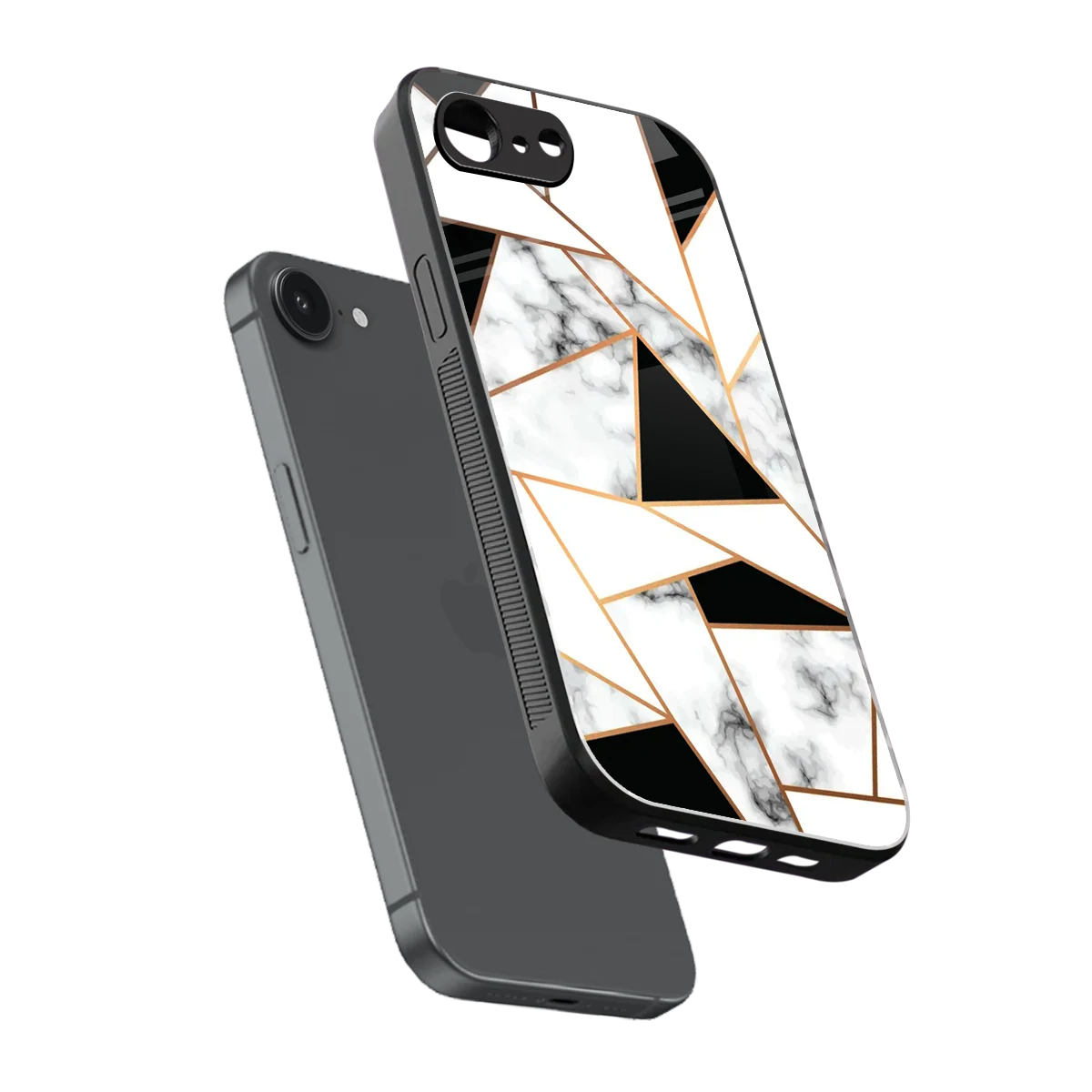 Monochrome Mosaic sleek iphone 17e cover with tempered glass back and TPU edges