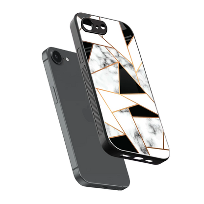 Monochrome Mosaic sleek iphone 17e cover with tempered glass back and TPU edges
